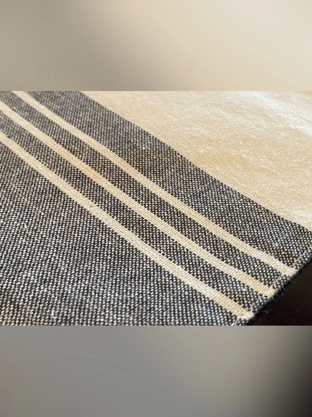 Gray And White Striped Table Runner, 100% Cotton Contemporary Table Linen